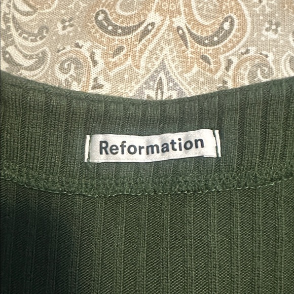 Reformation Green Ribbed Button-Up Top - Picture 4 of 5